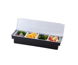 Eidoct Vassoi staccabili per condimenti, contenitore riutilizzabile per condimenti e condimenti per pizza e ingredienti per pizza (4 scomparti)