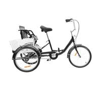 Eieblek Bicicletta a 3 ruote da 20 pollici, con seggiolino e cestino per la spesa, manubrio regolabile e sella per adulti e anziani