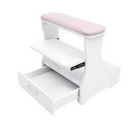 Eieblek Sedia mobile per pedicure, manicure e pedicure, con poggiapiedi, carrello portaoggetti a 3 livelli, trolley per pedicure e pedicure (rosa)