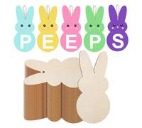 Eieenotee 50 Pezzi Ritagli di Coniglietto di Pasqua Ritagli di Coniglietto di Legno da 7 Pollici Non Finiti di Legno di Coniglietto di Peep Coniglio Vuoto