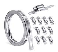 Eieenotee Fascetta Stringitubo Fascetta Stringitubo Fai da Te Fascetta Stringitubo Tubo Flessibile In Acciaio Inossidabile 9,84 Piedi Fascia Regolabile con Attacco A 10 Pezzi