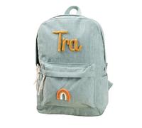 Eiennoai Zaino in velluto personalizzato con nome bambino,Borsa a tracolla personalizzata,Zaino regalo per la scuola con nome intrecciato in corda di cotone - Per bambini