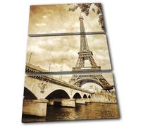 Eiffel Tower Grunge Paris Architecture TREBLE TELA parete arte foto stampa