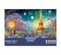 Eiffel Tower in Snowy, Starry Fairy Town Puzzle Da 1000 Pezzi Fantasy Architecture Perfetto Regalo Per Ragazzi, Ragazze, Uomini E Donne 38x26cm/1000pcs