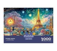 Eiffel Tower in Snowy, Starry Fairy Town Puzzle Da 1000 Pezzi Fantasy Architecture Qualità Premium, Ottimo Gioco Per Adulti E Bambini Eiffel Tower in Snowy, Starry Fairy Town