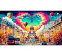 Eiffel-Tower Jigsaw Puzzle Impossible 1000 Pezzi Decorazione per la casa. Rilassamento e Intelletto per Adulti e Bambini da 12 Anni 38x52cm/1000pcs