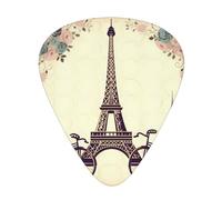 Eiffel Tower - Plettri per chitarra da bicicletta, 12 pezzi, leggeri, spessore 0,46 mm/0,71 mm/0,96 mm, per chitarra acustica, chitarra elettrica, ukulele, basso