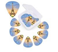 eiffel Tower - Plettro per chitarra con stampa, confezione da 12, con custodia per plettro, 0,46 mm, 0,96 mm, 0,71 mm, accessori per chitarra per basso, chitarre acustiche elettriche e ukulele