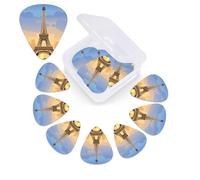 eiffel Tower - Plettro per chitarra con stampa, confezione da 12, con custodia per plettro, 0,46 mm, 0,96 mm, 0,71 mm, accessori per chitarra per basso, chitarre acustiche elettriche e ukulele