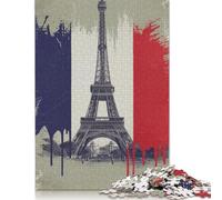 Eiffel Tower with French Flag Jigsaw Puzzle Impossibili 1000 Pezzi Decorazione Per La Casa. Giochi Rilassamento E Intelligence Per Adulti E Ragazzi Da 14 Anni 1000pcs (75x50cm)