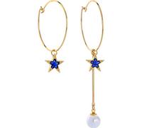 Eiffy Orecchini da donna a forma di mezzaluna di luna e di stella con perla d'imitazione