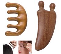 Eiflayn Legno Gua Sha, 2 Pezzi Guasha Viso, Scheda A Base di Legno di Sandalo Dorato, Scalp Massager Allevia la Stanchezza Fisica, Utilizzabile per Diverse Parti del Corpo