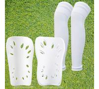 Eiflayn Parastinchi Calcio, Parastinchi Calcio Bambino Set di calze protettive,Parastinchi con Protezione Della Caviglia, Parastinchi Bambino Assorbimento degli urti ergonomico（Bianco）