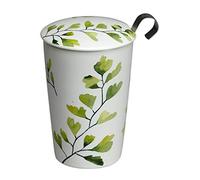 Eigenart Teaeve - Tazza teiera in porcellana a doppia parete, con coperchio in porcellana e filtro in acciaio inox, 350 ml