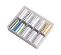 Eighosee 10 Rotoli di per Unghie per Smalto Colore Metallico Carta Stellata Trasferimento Fogli di Alluminio Decalcomanie Adesive Decorazioni per Nail Art Facile Installazione