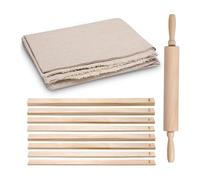 Eighosee 12 Pz Strumenti per Ceramica 1 Mattarello in Legno e 10 Pz 5 Misure Mattarello Didattico