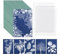 Eighosee 32 Fogli di Carta Cianotipica Kit di Carta per Stampa Solare, per Stampa Solare Carta Sensibile al Sole per Bambini Adulti Progetto DIY