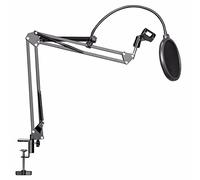 Eighosee -35 Supporto a clip per microfono con braccio di sospensione e morsetto di montaggio da tavolo, kit di clip per parabrezza