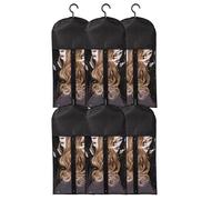 Eighosee 6 Pezzi Borsa Portaoggetti per Extension per Capelli Lunghi, In Tessuto Non Tessuto Antipolvere, per Parrucche, con Gancio per Organizer per Salone di Bellezza Domestico