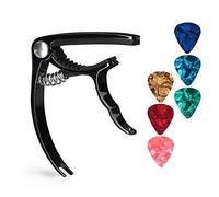 Eighosee Accessori per chitarra con grilletto con 6 plettri per chitarra acustica ed elettrica, anche ukulele e (nero)