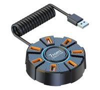 Eighosee Adattatore Multi Splitter USB 2.0 Hub 5 Gbps Ad Alta velocità Adattatore di Alimentazione Splitter USB Espansore Multiplo per PC Laptop, 7 Porte