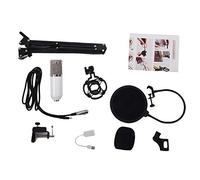 Eighosee BM800 - Kit microfono a condensatore per studio, sospensione con braccio a forbice, scheda audio bianca