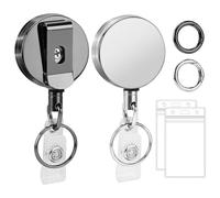 Eighosee Bobine Portabadge Retrattili per Carichi Pesanti Portabadge Retrattile In Metallo, Portabadge Retrattile Nero e, Confezione da 2