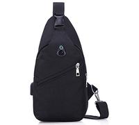 Eighosee Borsa a tracolla impermeabile da uomo con ricarica USB antifurto, Nero, 33 x 17 x 9 cm