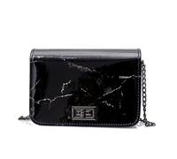 Eighosee Borsa a tracolla in pelle lucida con motivo marmorizzato chic borsa a tracolla nera, Nero , Taglia