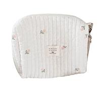 Eighosee Borsa a Tracolla Singola per Mamma Ricamo con Cerniera Borsa per Mamma Color Crema Gita per Pannolini per Passeggino A