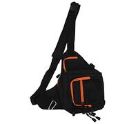 Eighosee Borsa da pesca multiuso in tela impermeabile in tela da pesca con mulinello da pesca, Nero e arancione.