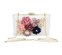 Eighosee Borsetta da sera floreale da con pochette da sera, bianca
