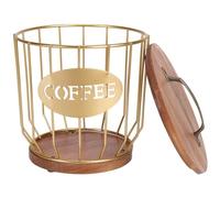 Eighosee Cestino Contenitore per Filtri per Caffè In Metallo, Porta Cialde per Caffè In Legno di Grande Capacità, Accessori per Bar, Decorazioni,