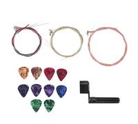 Eighosee Corde di ricambio per chitarra in acciaio con estrattore per chitarra e plettri per chitarra acustica