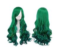 Eighosee Dark Parrucca Verde Signora Parrucca Lunga Verde Scuro Riccia Parrucca Lunga Capelli 68Cm Per Le Donne Per Cocktail Bar Cosplay