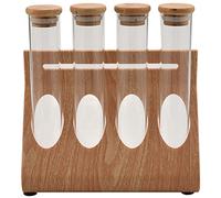 Eighosee Espositore in legno per tè in chicchi di caffè, provetta in vetro, sigillata, ornamenti decorativi, contenitore per cereali per