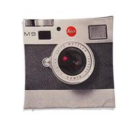 Eighosee Federa per cuscino in lino, modello di macchina fotografica, 45 x 45 cm, nero + bianco