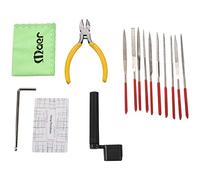 Eighosee Kit di riparazione per chitarra, 14 pezzi, per riparazione e manutenzione, con ad ago per chitarra, righello per azione delle corde, avvolgicorda e taglierina, chiave per chitarra