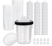 Eighosee Kit di Tazze di Verniciatura da 28 Once (800 Ml), 50 Pezzi e Coperchi per I Sistemi HVLP e LVLP Include 1 di Fermo A Tazze e 20 Tappi