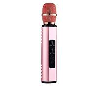 Eighosee Microfono musicale Bluetooth multi funzionale wireless doppio altoparlante portatile Smart Karaoke Mic per telefono cellulare (rosa)