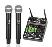 Eighosee Mixer Audio a 4 Canali con 1 Trascinamento 2 Console di Missaggio per Microfoni Wireless con Effetto USB Bluetooth per Chitarra DJ Karaoke PC