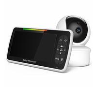 Eighosee Ninne Nanne Video Baby Monitor da 5 Pollici Baby Monitor Notturno Monitor Video Wireless con Videocamera e Audio Pan-Tilt-Zoom Sensore di Temperatura Audio A 2 Vie Spina Europea