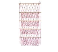 Eighosee Organizzatore da Appendere alla Parete con Animali di Peluche, Rete, Amaca, per La Cameretta dei Bambini, per Riporre I Giocattoli di Peluche, Boho Macrame, Rosa
