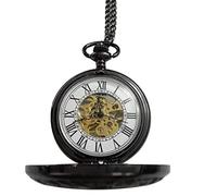 Eighosee Orologio da tasca Steampunk, orologio da tasca meccanico, orologio da tasca con collana retrò con scheletro e catena bianca,