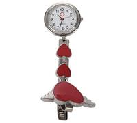 Eighosee Orologio da taschino da donna e ragazza, a forma di cuore con ali e spilla da appendere, colore: rosso, Rosso