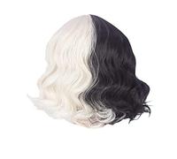 Eighosee Parrucche Corte con Frangia Parrucca Ondulata Lunghezza Spalla per Parrucca Corta Riccia per (Nero e)