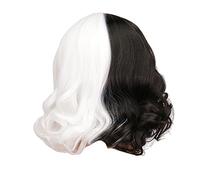 Eighosee Parrucche Corte con Frangia Parrucca Ondulata Lunghezza Spalla per Parrucca Corta Riccia per (Bianca e Nero)