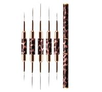 Eighosee Pennello per Liner Pennello per Nail Art A Doppia Testa per Unghie Set di Pennelli per Nail Design Professionale con Manico In Metallo