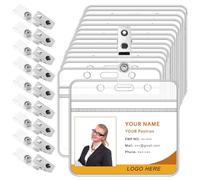 Eighosee Porta Badge Orizzontale da 50 Pezzi con Clip In Metallo Porta Badge con Targhetta Trasparente con Nome Impermeabile