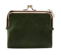Eighosee Portafoglio corto da bifold retrò multifunzione portamonete con zip e bacio verde, Verde, Taglia